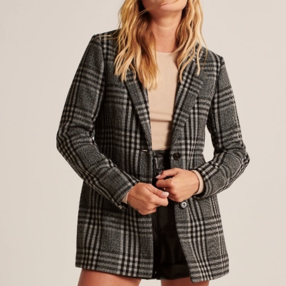 Blazer pea coat black plaid